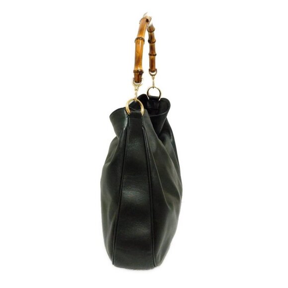 Auth GUCCI Bamboo Black Leather Shoulder Bag - Picture 4 of 10